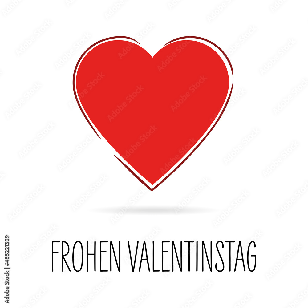 Frohen Valentinstag - Herzicon und Text. Weißer Hintergrund.