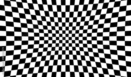 Abstract race flag, chess board, checker board pattern, texture with distort, deform effect