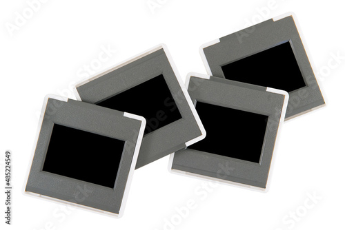 Single pieces of black-and-white film in frames