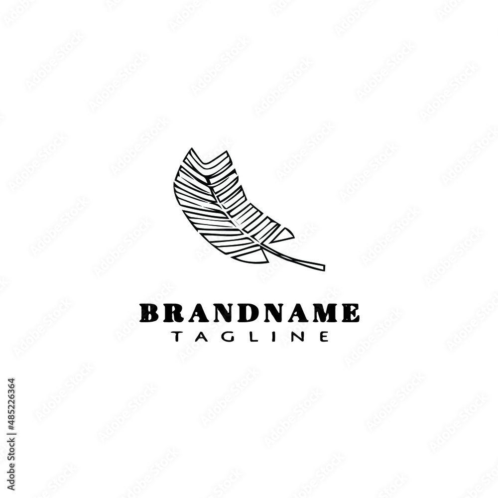 feather logo cartoon design template icon black isolated vector illustration