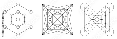 Geometric formation, icon, symbol. Vector illustration with abstract geometry