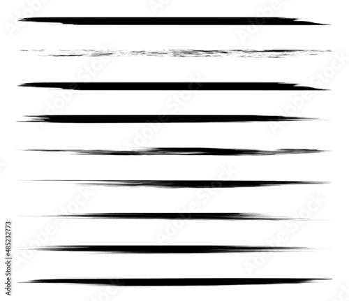 Grungy paintbrush, brush stroke. Textured paint, graphite, chalk drawing with freehand, hand drawn effect. Sketchy line, stripe dividers