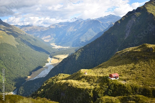 New Zealand, Liverpool Hut is located in the West Matukituki Valley in Mount Aspiring National Park, South Island. It offers breathtaking views so don't miss opportunity for an overnight hike! photo