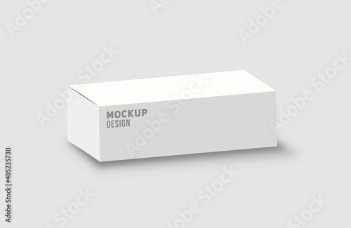 White cardboard rectangular box mockup. White blank cardboard package boxes mockup isolated on white background. Vector illustration.