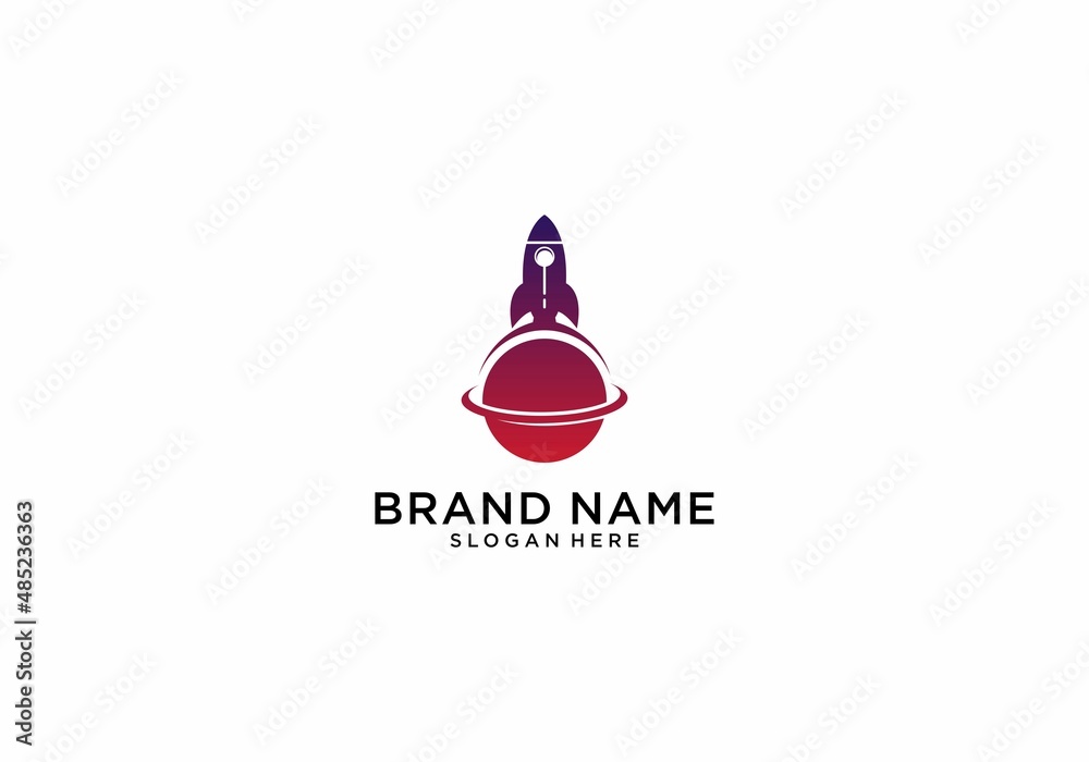 Obraz premium rocket logo template vector, icon in white background