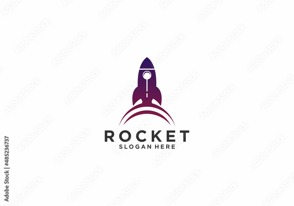 Obraz premium rocket logo template vector, icon in white background