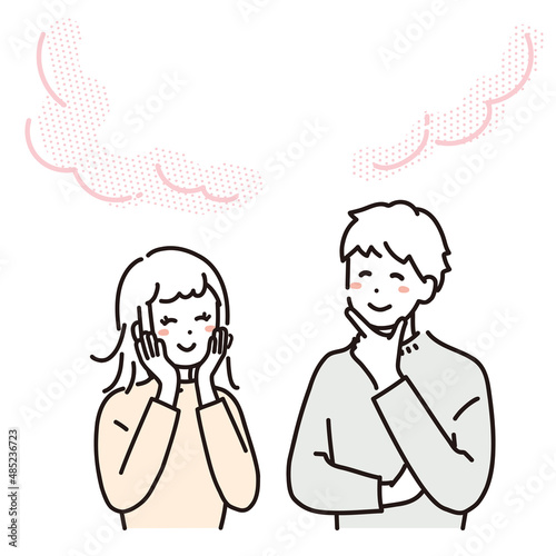 空想している男女のイラスト素材