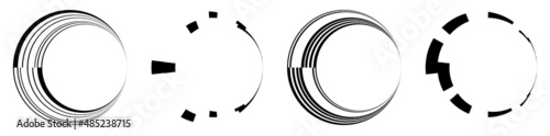 Set of abstract circle graphic. Geometric circle, ring design element. Circular, concentric angular shape icon, symbol