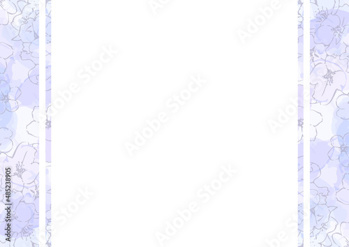 桜の線画とアルコールインクの背景用素材