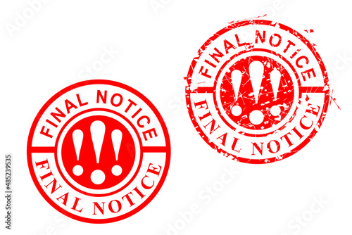 Set 2, Simple Vector rusty Red Circle Rubber Stamp, Final Notice
