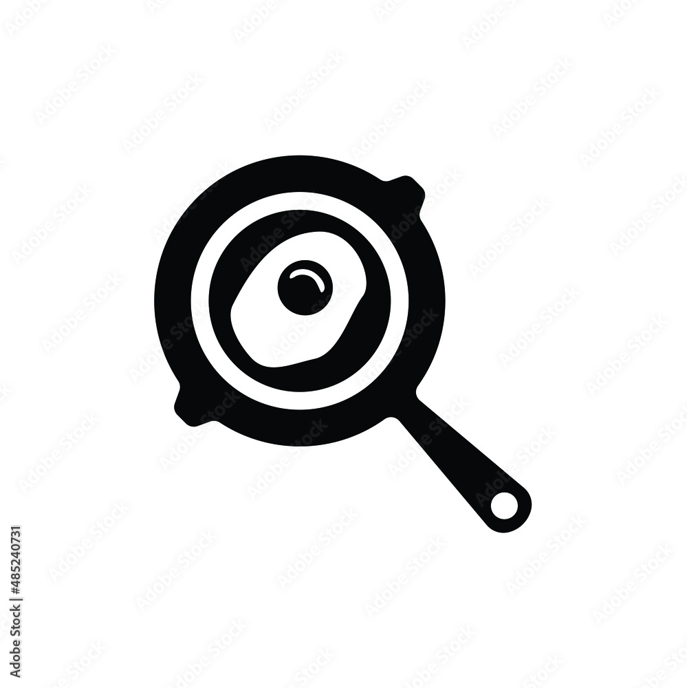 Fried egg in pan icon vector isolated on white, sign and symbol illustration. Fried egg in pan icon vector isolated on white, sign and symbol illustration.