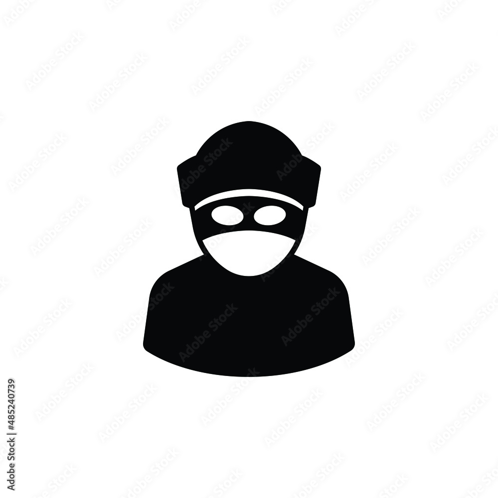 Robber icon vector isolated on white, person sign and symbol illustration.