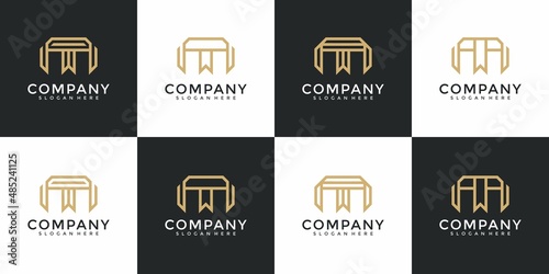 Set of letter m monogram logo design template