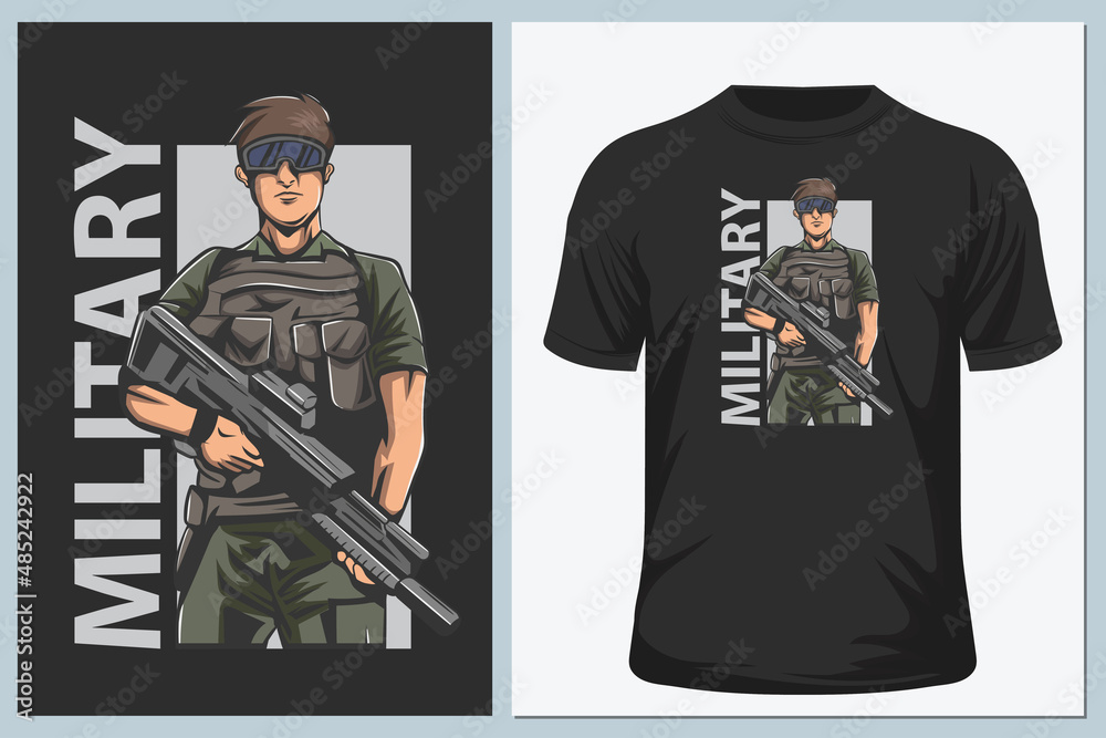 Army t shirt designs template bundle. solder hero. Military Stock