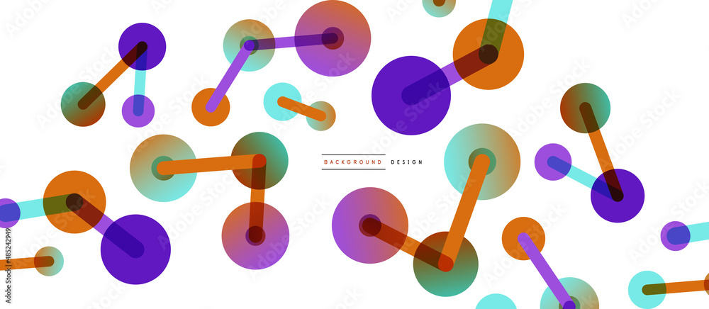 Abstract background. Round dots connected by lines. Trendy techno business template for wallpaper, banner, background or landing
