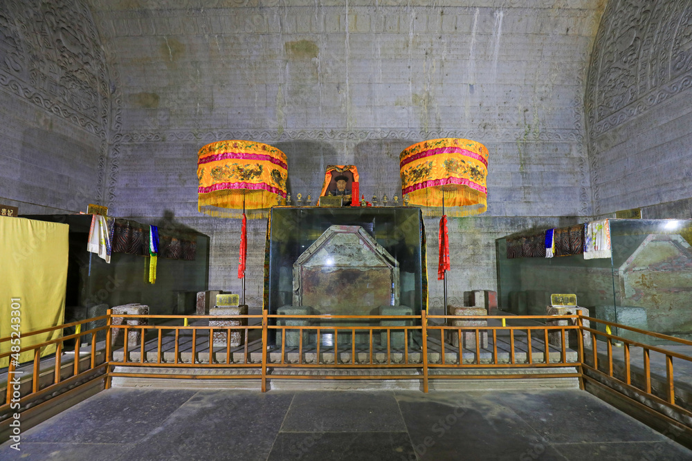 coffins in the tomb chamber of Emperor Qianlong of the Qing Dynasty, China