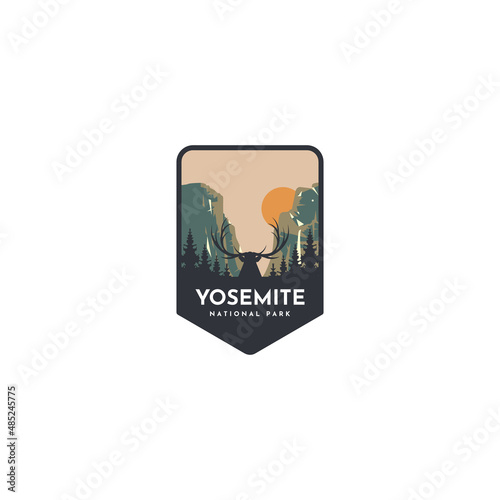 Yosemite National Park emblem patch logo vector illustration