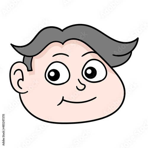 chubby cheeked boy head smiling, doodle icon drawing