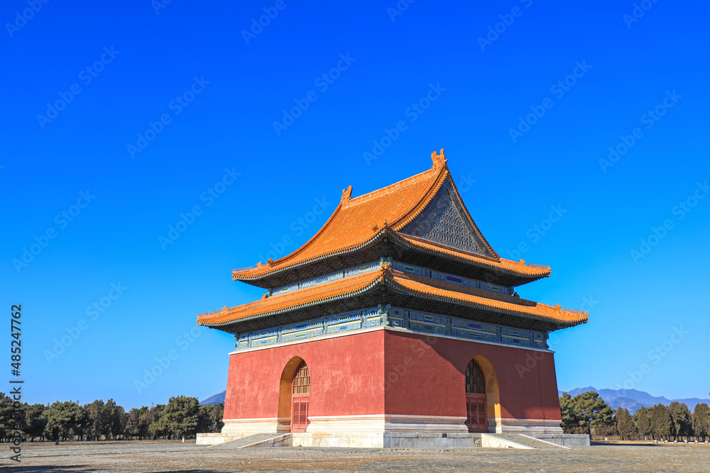 the great stele tower is in the East Tomb scenic spot of the Qing Dynasty, China