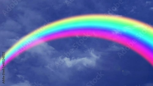 Perspective Bend Rainbow Animation on Clear Blue Sky