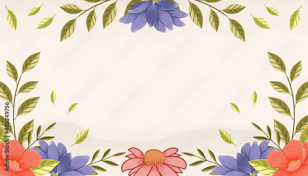 hand drawn floral and leaves illustration background design