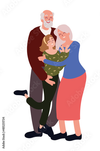 family grandparents and girl