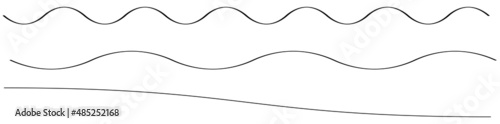 Wavy, waving, wave lines. Curvy, curved, flowing billowy and undulate line divider element set