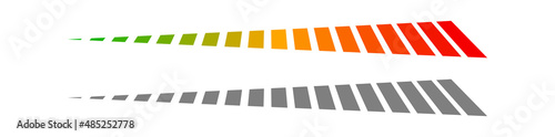 Level, progress bar, indicator. Low-high progression, guage, meter and scale. Benchmark, performance indication