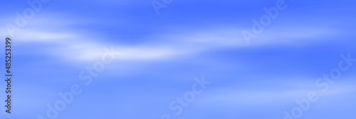 Blue sky with white clouds, panoramic image, vector background