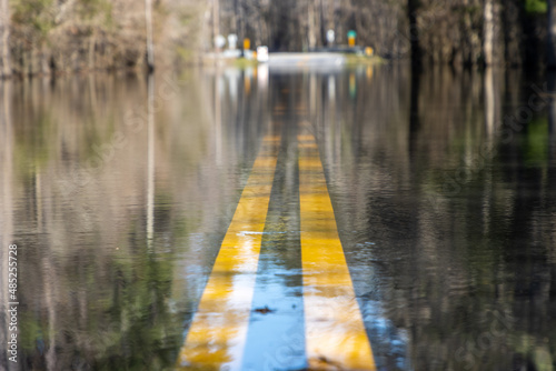 Flooded road after hurricane photo