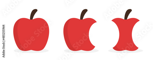 Red apple icon set. Bitten apple icon vector illustration.