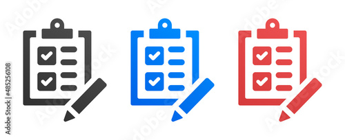 Task icon set. Checklist icon vector isolated on white background.