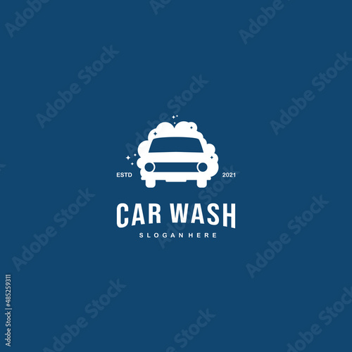 car wash logo design retro hipster vintage. automotive cleaning logo design on isolated background