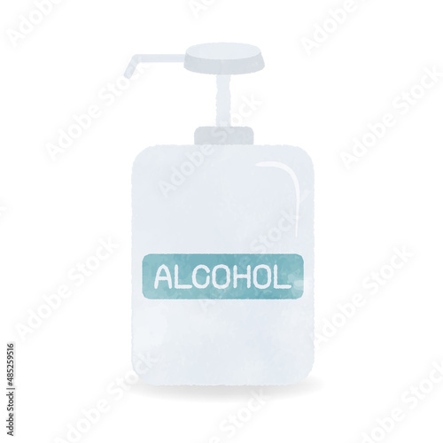 Illustration of cute alcohol rubbing spray 