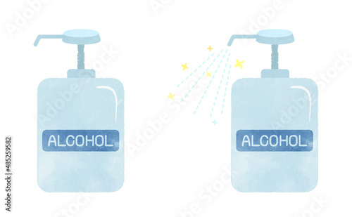 Cute light blue alcohol rubbing spray bottle set