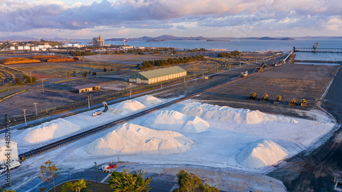 Horizontal shot of alumina piles in Gladstone