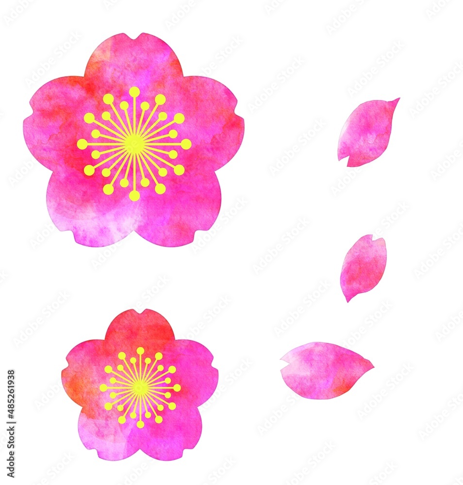 水彩風桜の花パーツ