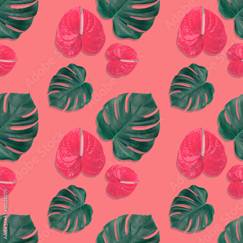 Seamless tropical flowers patern