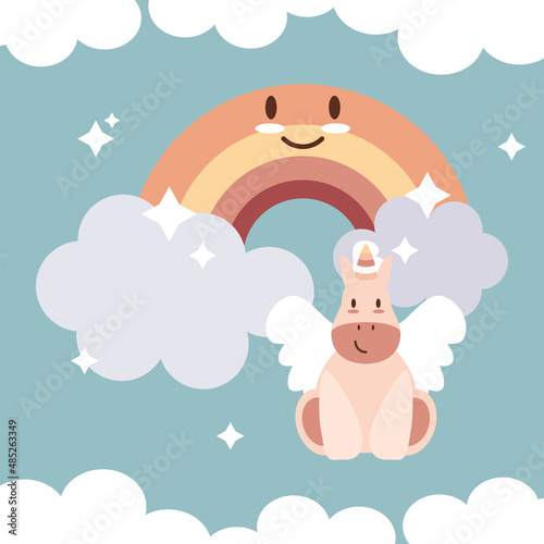 baby unicorn and rainbow