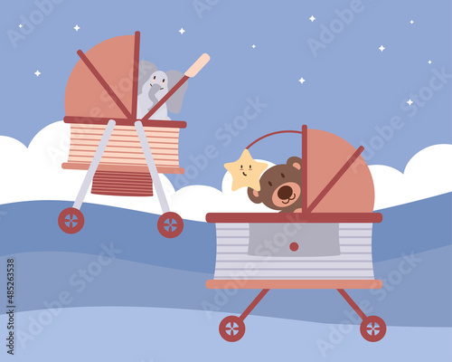baby animasl in pram