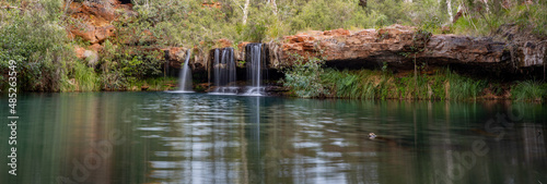 a morning panorama of the popular fern pool at dales gorge in karijini national park of western australia