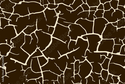 Cracked dry soil dark brown seamless pattern