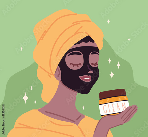 woman apply mask