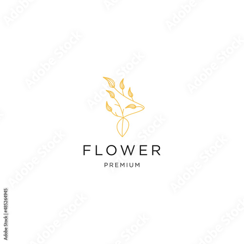 Flower of leaf line logo icon design template