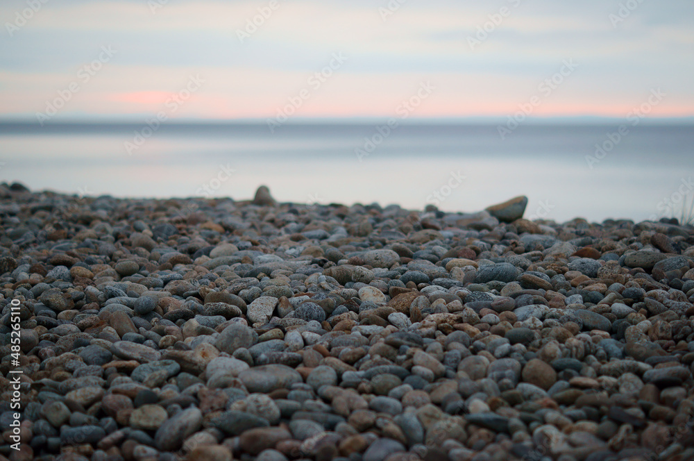 River bank, lake with beach, pebbles, landscape River bank, lake with beach, pebbles, landscape