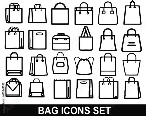 Handbag tote bag icons set in thin line style. Vector illustration and signs for web graphics  store icon  web  or other creative design