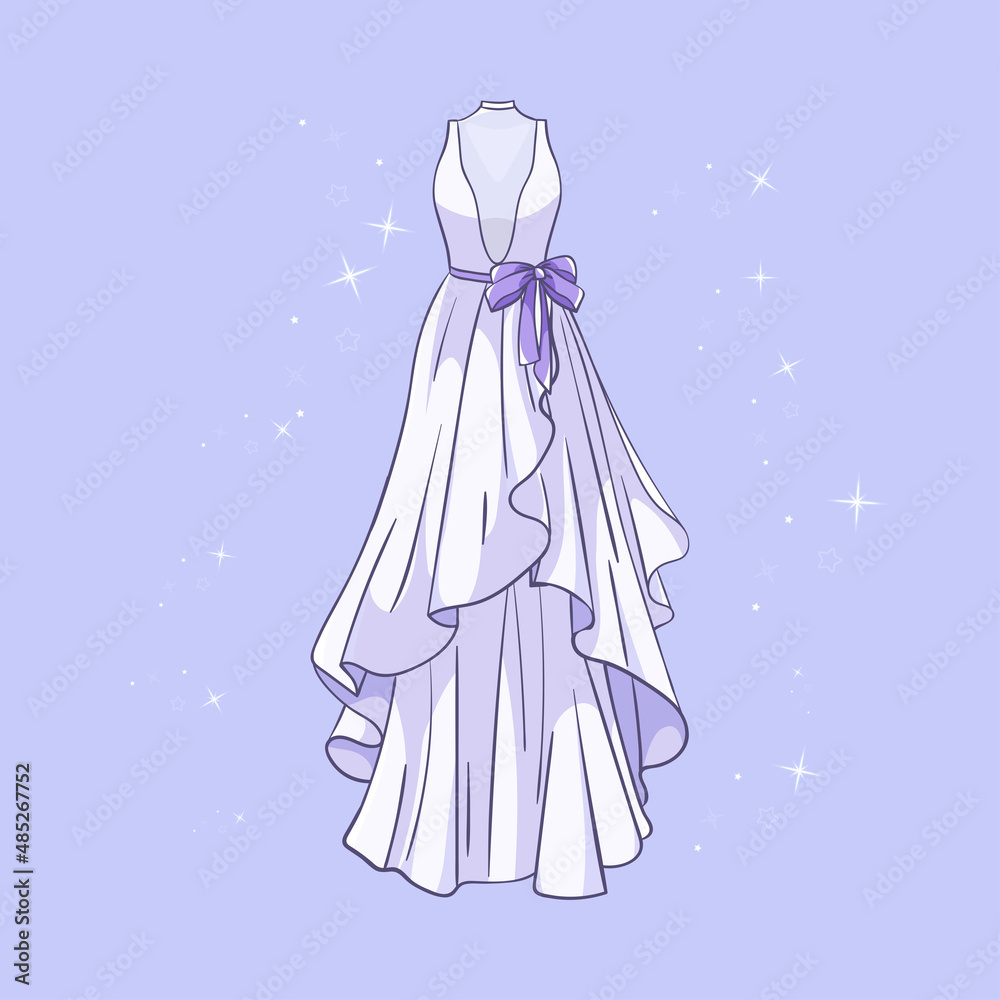 Model of a wedding dress with sequins around Model of a wedding dress with sequins around