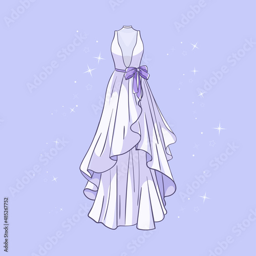 Model of a wedding dress with sequins around