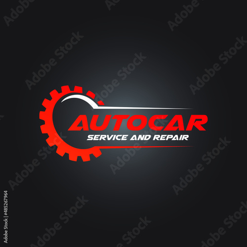 Transportation logo design with cog or gearbox vector badge idea