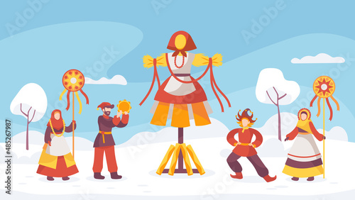 Celebrations and burning of an effigy in honor of Maslenitsa